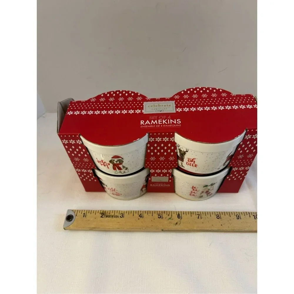 Celebrate Christmas Ciroa dogs mini Ramekins oven‎ microwave safe new